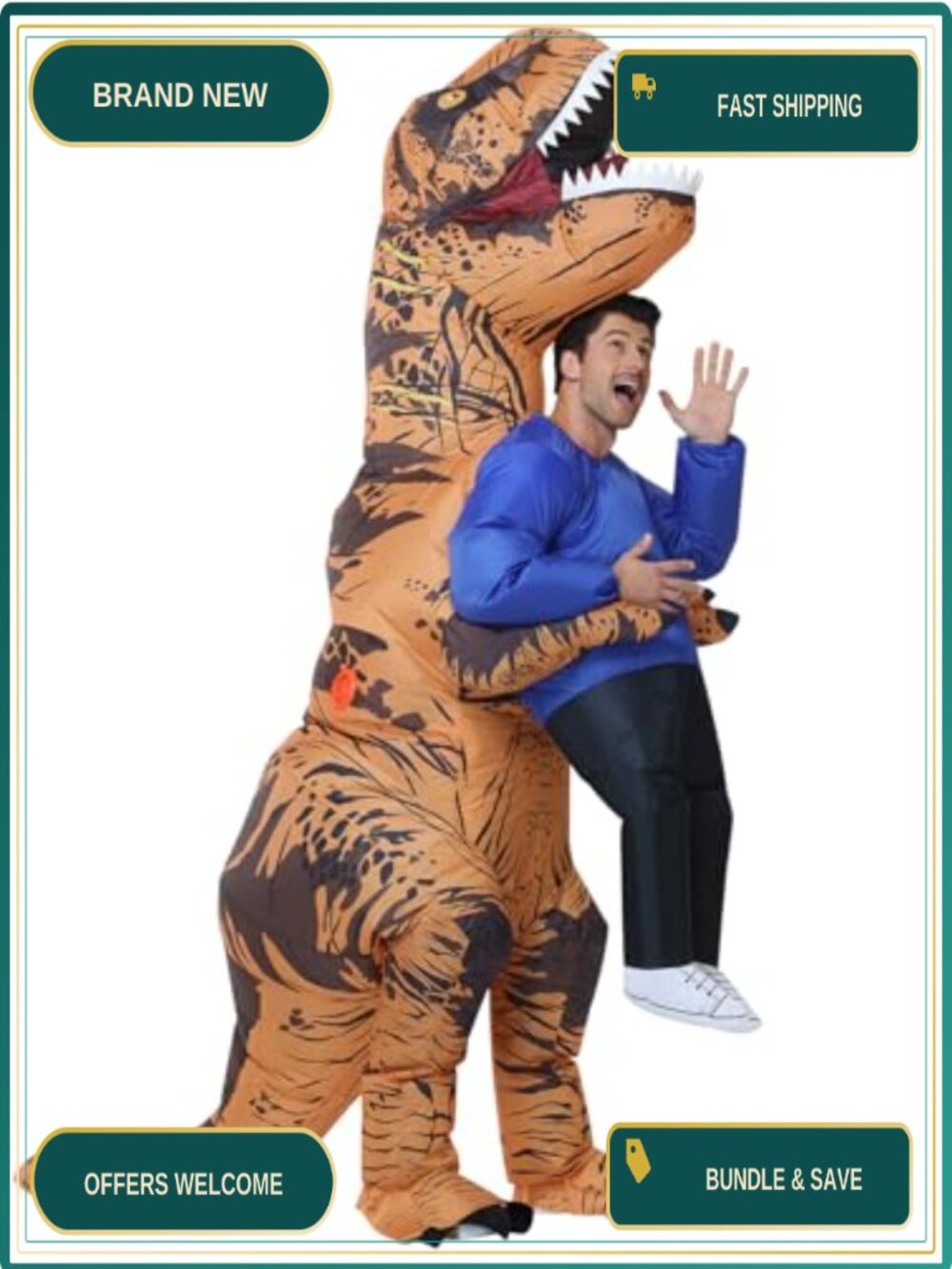 Adult Inflatable Dinosaur Costume Blow Up Halloween Cosplay Suit